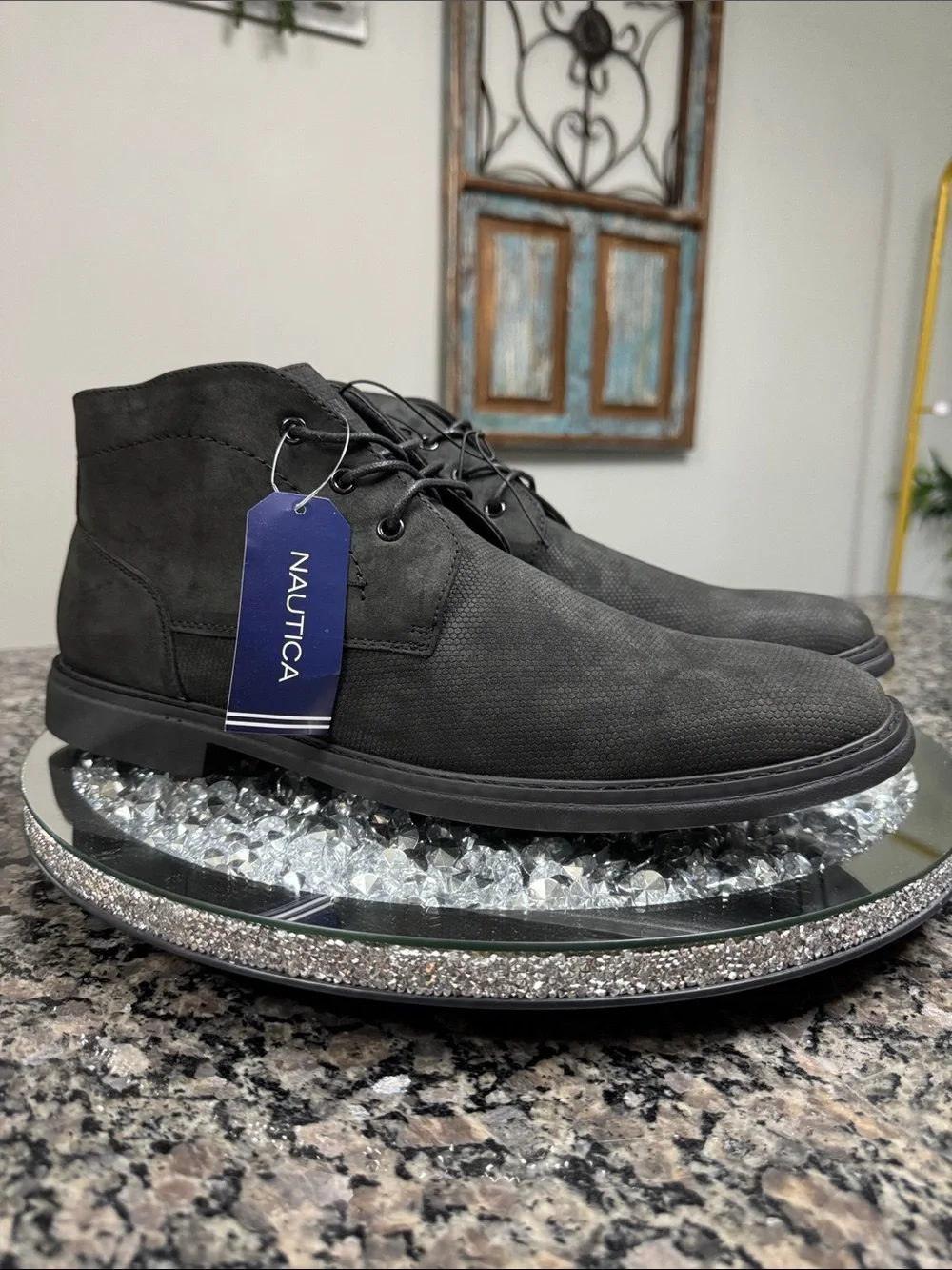 Nautica Men's Black Chukka Boot - Sleek Lace-Up Casual NEW 13
